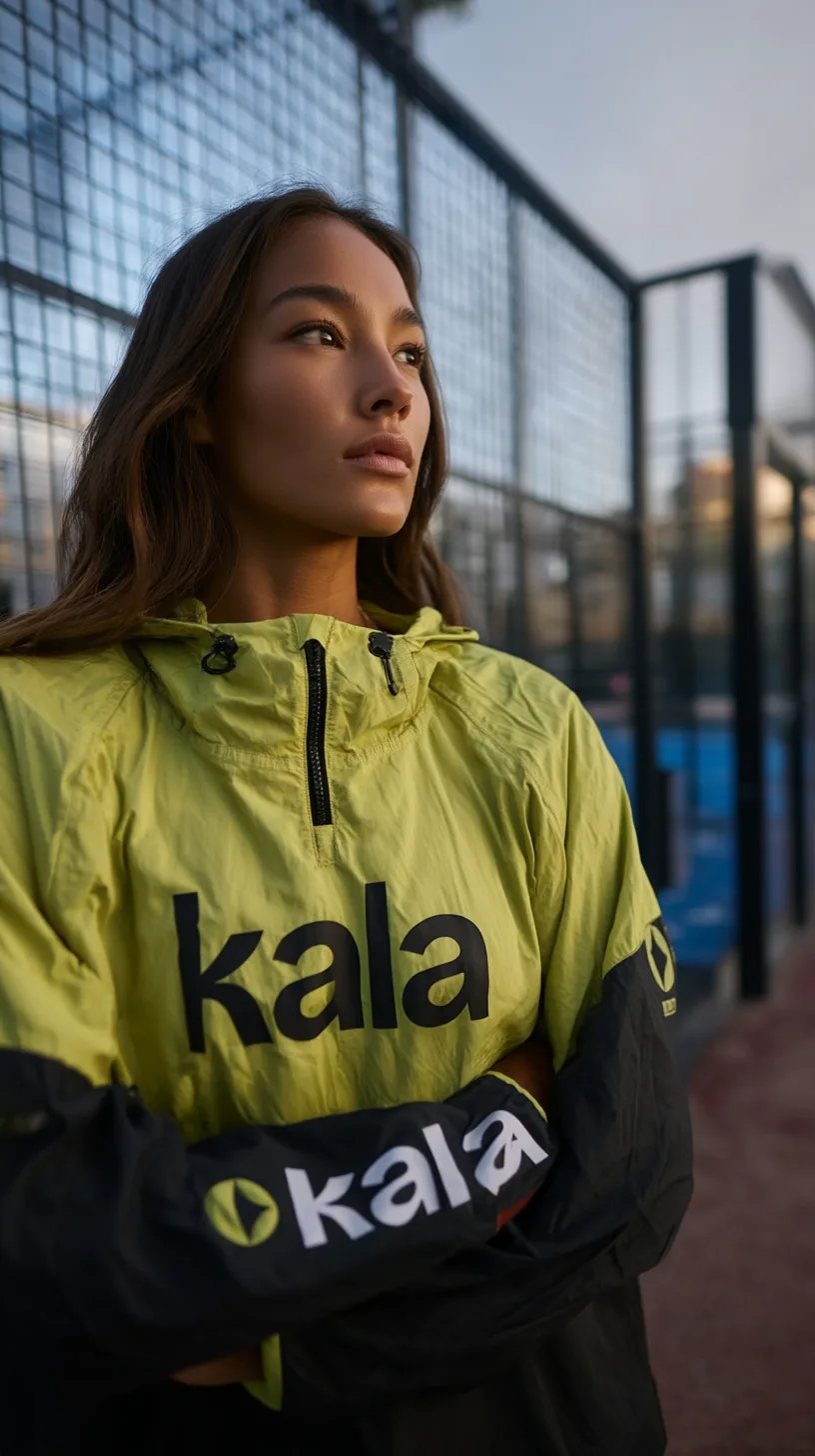 Atleta in felpa Kala verde lime durante il riscaldamento prima dell'allenamento