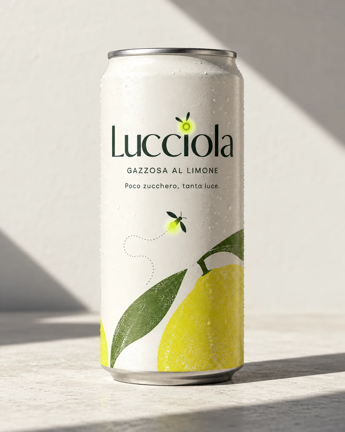 Lucciola, la lattina minimal di oggi con il limone illustrato
