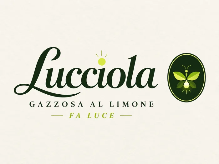 Lucciola, seconda prova del logo Lucciola, con il simbolo in un ovale